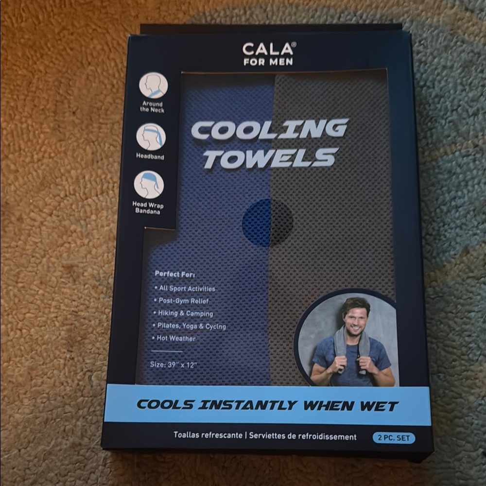 CALA Cooling Towels for Men - Blue and Grey